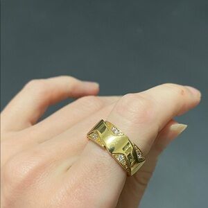 Sterling silver 925  Gold Ring with Diamond Accents